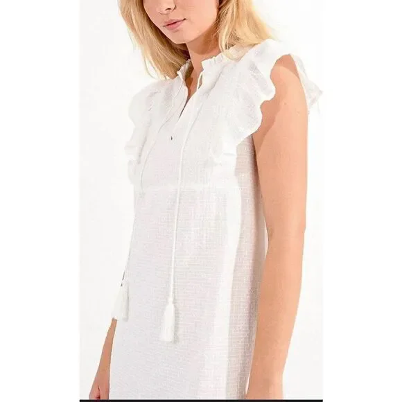 Molly Bracken Womens Flutter Sleeve Mini Dress White Size Medium - Picture 3 of 10